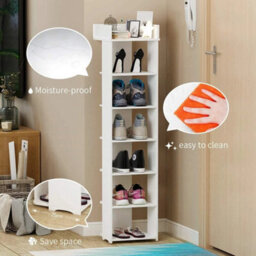 White 7-Tier Narrow Shoe Storage Rack - thumbnail 5