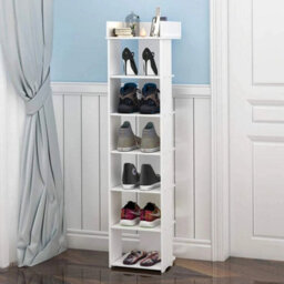 White 7-Tier Narrow Shoe Storage Rack - thumbnail 1