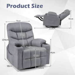 Recliner Chair With 2 Cup Holders & 4 Storage Pockets - thumbnail 2