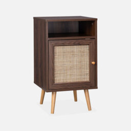 Sweeek - Pair Of Scandi-Style Bedside Tables With Cupboard Boheme Dark Wood Colour 39X40X70 Cm - thumbnail 3