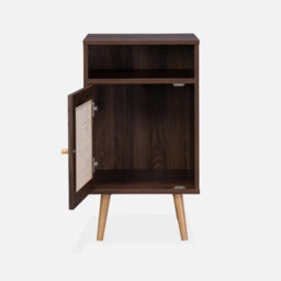 Sweeek - Pair Of Scandi-Style Bedside Tables With Cupboard Boheme Dark Wood Colour 39X40X70 Cm - thumbnail 4
