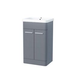 Nes Home Afern 500mm Freestanding Vanity Unit Cabinet & Wash Basin Steel Grey Flat Pack - thumbnail 7