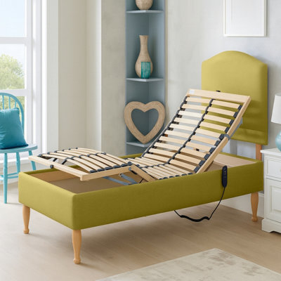 Electric Adjustable Bed Base With Optional Height Adjustment Legs, Cream