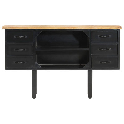 Berkfield Industrial Sideboard 110X30X65 Cm Solid Rough Mango Wood And Steel - image 1