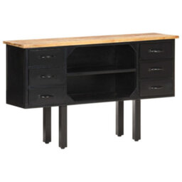 Berkfield Industrial Sideboard 110X30X65 Cm Solid Rough Mango Wood And Steel - thumbnail 8