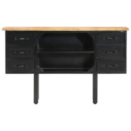 Berkfield Industrial Sideboard 110X30X65 Cm Solid Rough Mango Wood And Steel - thumbnail 1