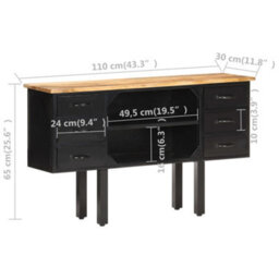 Berkfield Industrial Sideboard 110X30X65 Cm Solid Rough Mango Wood And Steel - thumbnail 6