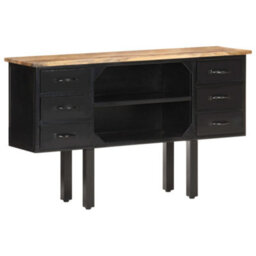 Berkfield Industrial Sideboard 110X30X65 Cm Solid Rough Mango Wood And Steel - thumbnail 7