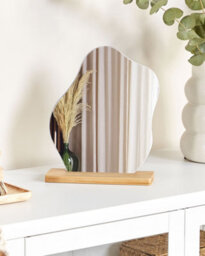 Beliani Standing Mirror Lozere 19 Cm 22 Cm Bamboo Wood Light Brown - thumbnail 2