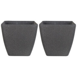 Beliani Set Of 2 Plant Pots Zeli 49 Cm Dark Grey - thumbnail 1