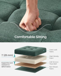 Songmics Ottoman With Storage, Compact Foot Rest, Foldable Small Ottoman For Entryway, Bedroom, Living Room, Retro Green - thumbnail 3
