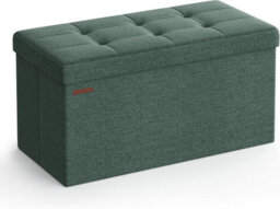 Songmics Ottoman With Storage, Compact Foot Rest, Foldable Small Ottoman For Entryway, Bedroom, Living Room, Retro Green - thumbnail 6