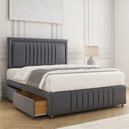 Bsspoke Lily Divan Bed Set Steel Plush Velvet 24Inch Headboard & Footboard 2 Drawers Footend & No Mattress In 4Ft 4Ft6 5Ft 6Ft - thumbnail 2
