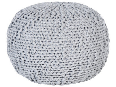 Beliani Pouf Grey 50 X 35Cm - Knitted Cotton Cover With Eps Beads Filling - image 1