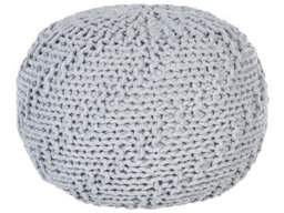 Beliani Pouf Grey 50 X 35Cm - Knitted Cotton Cover With Eps Beads Filling - thumbnail 1