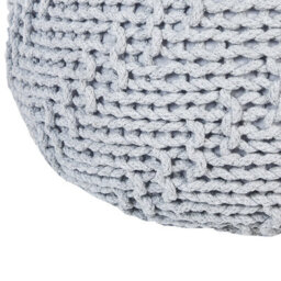 Beliani Pouf Grey 50 X 35Cm - Knitted Cotton Cover With Eps Beads Filling - thumbnail 5