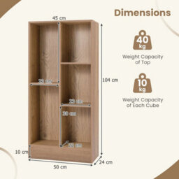 5-Cube Bookshelf Office Bookcase  Natural - thumbnail 2