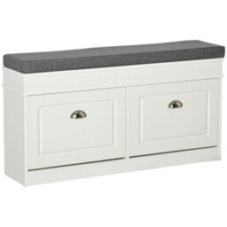 Homcom Shoe Storage Bench With Seat Cushion Cabinet Organizer With 2 Drawers - thumbnail 2
