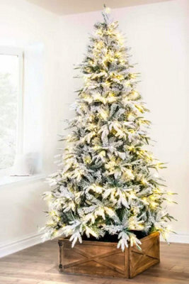 Christmas Tree World The 9Ft/270Cm Pre-Lit Snowy Alpine Tree With Warm White Lights - image 1