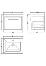 Hudson Reed Lille Wall Hung Single Drawer Contemporary Vanity Unit With 1 Tap Hole Basin In Bleached Oak, 613 X 462mm - thumbnail 3