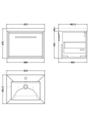 Hudson Reed Lille Wall Hung Single Drawer Contemporary Vanity Unit With 1 Tap Hole Basin In Bleached Oak, 613 X 462mm - thumbnail 5