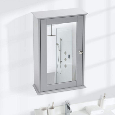 Single Door Mirrored Bathroom Cabinet Shelf - Wall Mounted - Stylish Strong - Chrome Handles For That Classy Look - image 1