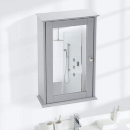 Single Door Mirrored Bathroom Cabinet Shelf - Wall Mounted - Stylish Strong - Chrome Handles For That Classy Look - thumbnail 1