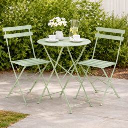 Sage Green 3 Piece Folding Metal Outdoor Bistro Set