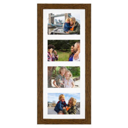 AK Frames 50X20Cm Dark Oak Modern Multi Photo Frame With White Mount - Holds 4 Apertures (4X) 6X4 Photos - thumbnail 1