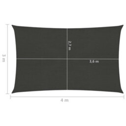 Berkfield Sunshade Sail 160 G/m2 Anthracite 3X4 M Hdpe - thumbnail 6