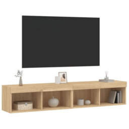 Walplus Tv Cabinets With Led Lights 2 Pcs Sonoma Oak 80X30X30 Cm - thumbnail 6
