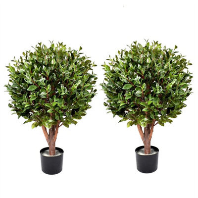 Leaf 90Cm Pair Of Uv Resistant Gloxinia Ball Topiary With 1608 Leaves And Natural Trunk - image 1