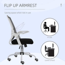 Vinsetto Mesh Swivel Office Chair W/ Lumbar Support, Black And White - thumbnail 7