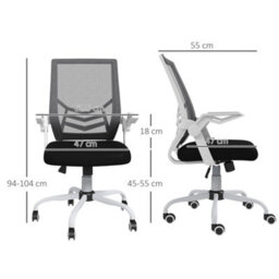 Vinsetto Mesh Swivel Office Chair W/ Lumbar Support, Black And White - thumbnail 3