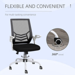 Vinsetto Mesh Swivel Office Chair W/ Lumbar Support, Black And White - thumbnail 8