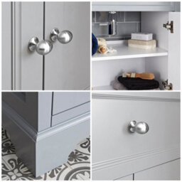 Homestylestore 645mm Light Grey And Oak Bathroom Vanity Unit With Round Countertop Basin And Chrome Round Handles - thumbnail 4