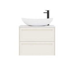 Royal Bathrooms Royal Bathroom Elmore 700mm Classic White Wall Mounted Countertop Bathroom Vanity Unit 2 Drawer With Cesar Basin - thumbnail 7