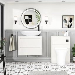 Royal Bathrooms Royal Bathroom Elmore 700mm Classic White Wall Mounted Countertop Bathroom Vanity Unit 2 Drawer With Cesar Basin - thumbnail 5