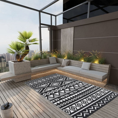 Walplus Outdoot Rugs For Garden Patios  Black 120X180 Cm Pp