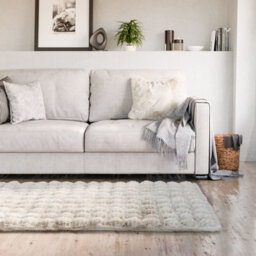 Deluxe Faux Fur Rug In Cream Colour - thumbnail 1