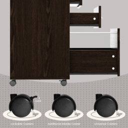 Costway 3-Drawer File Cabinet Mobile Printer Stand Lateral Filing Cabinet W/ Hanging Bars - thumbnail 8