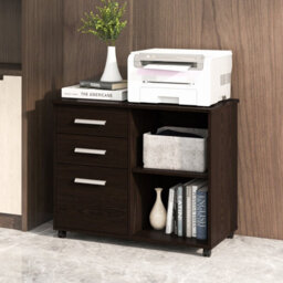 Costway 3-Drawer File Cabinet Mobile Printer Stand Lateral Filing Cabinet W/ Hanging Bars - thumbnail 3