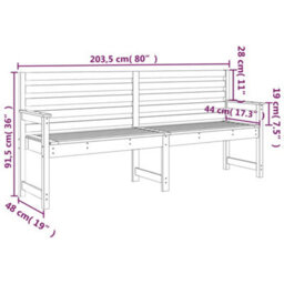 Berkfield Garden Bench 203.5X48X91.5 Cm Solid Wood Pine - thumbnail 7