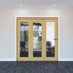 Geom 1 Lite Clear Glazed Oak Bi-Fold Door Set With 1 Panes, (H)2060mm (W)1904mm - thumbnail 2