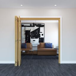 Geom 1 Lite Clear Glazed Oak Bi-Fold Door Set With 1 Panes, (H)2060mm (W)1904mm - thumbnail 3