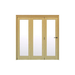 Geom 1 Lite Clear Glazed Oak Bi-Fold Door Set With 1 Panes, (H)2060mm (W)1904mm - thumbnail 1