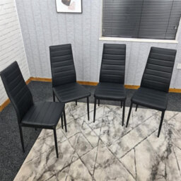 Kosy Koala Stone Effect Dining Table Set With 4 Black Faux Leather Chairs Dining Room Furniture - thumbnail 4