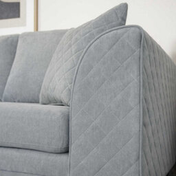 Furnishings For Less UK Quilted Soft Chenille Grey Fabric 3 To 4 Seater L Shaped Corner Sofa Grey Left Hand Facing - Full Back - thumbnail 3