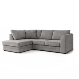 Furnishings For Less UK Quilted Soft Chenille Grey Fabric 3 To 4 Seater L Shaped Corner Sofa Grey Left Hand Facing - Full Back - thumbnail 2