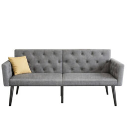 Double Fabric Sofa Bed Adjustable Sleeper Settee - thumbnail 4